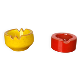 Cendriers en céramique rouge et jaune de style Mid-Century Modern, époque spatiale allemande, années 1960, ensemble de 2.