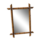 Miroir ancien en bois style bambou