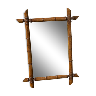 Miroir ancien en bois style bambou