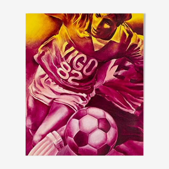Affiche original coupe du monde football Espagne 1982 par Jacques Monory - Petit Format - On linen