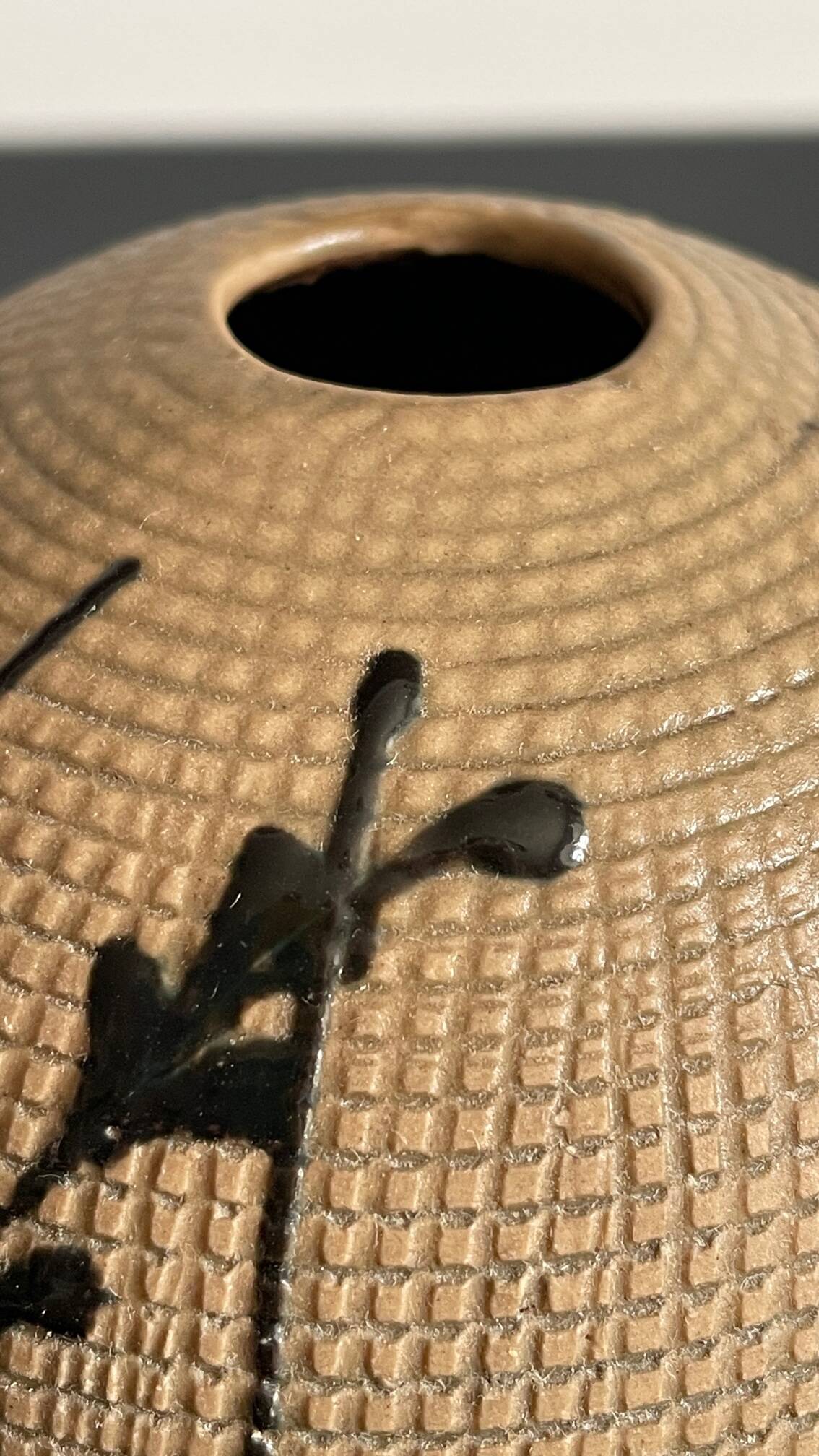 Vase artisanal inspiration japonaise grès vintage