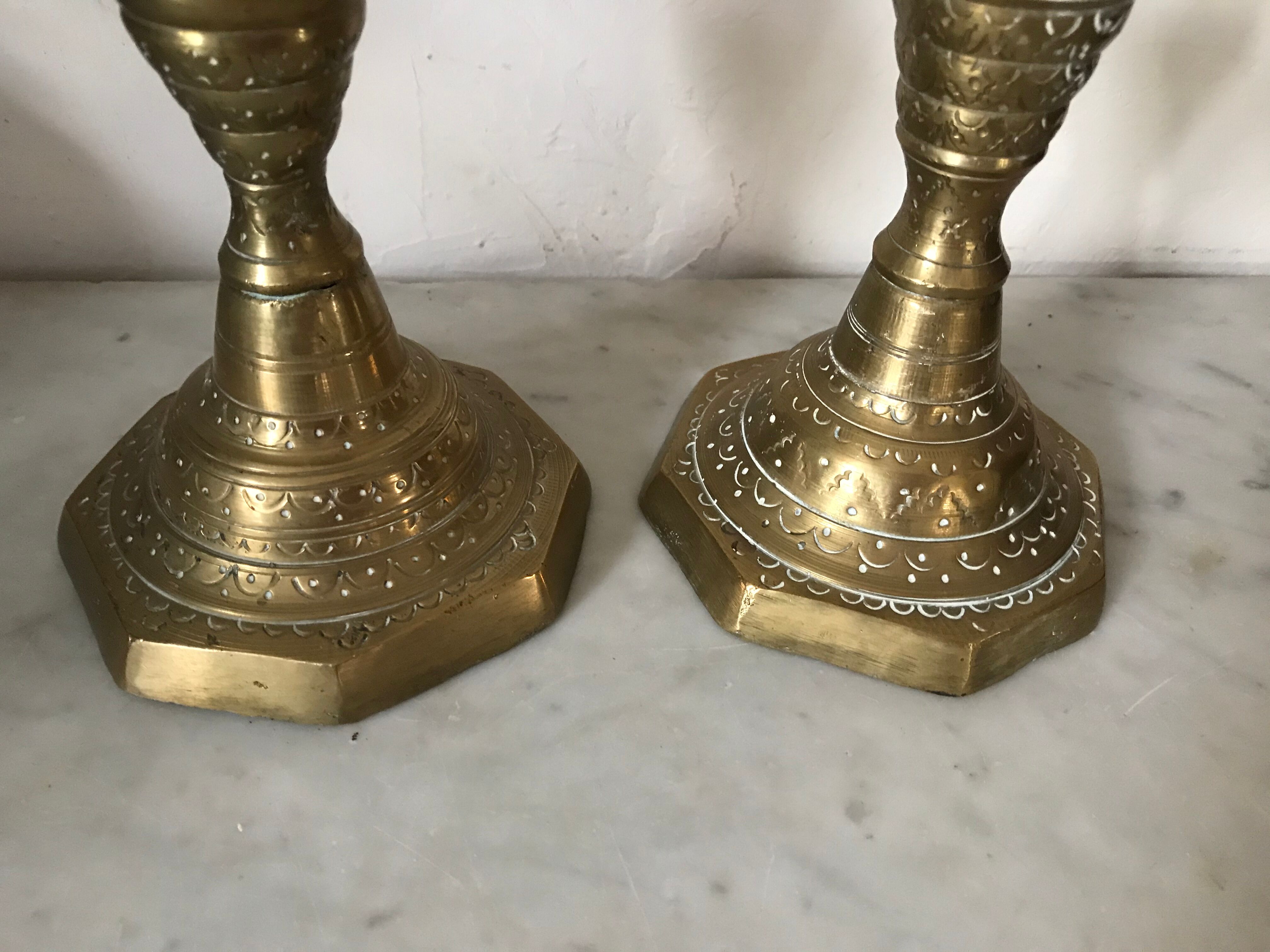 Pair of solid brass candlesticks