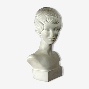 Buste de femme 1960 en plâtre