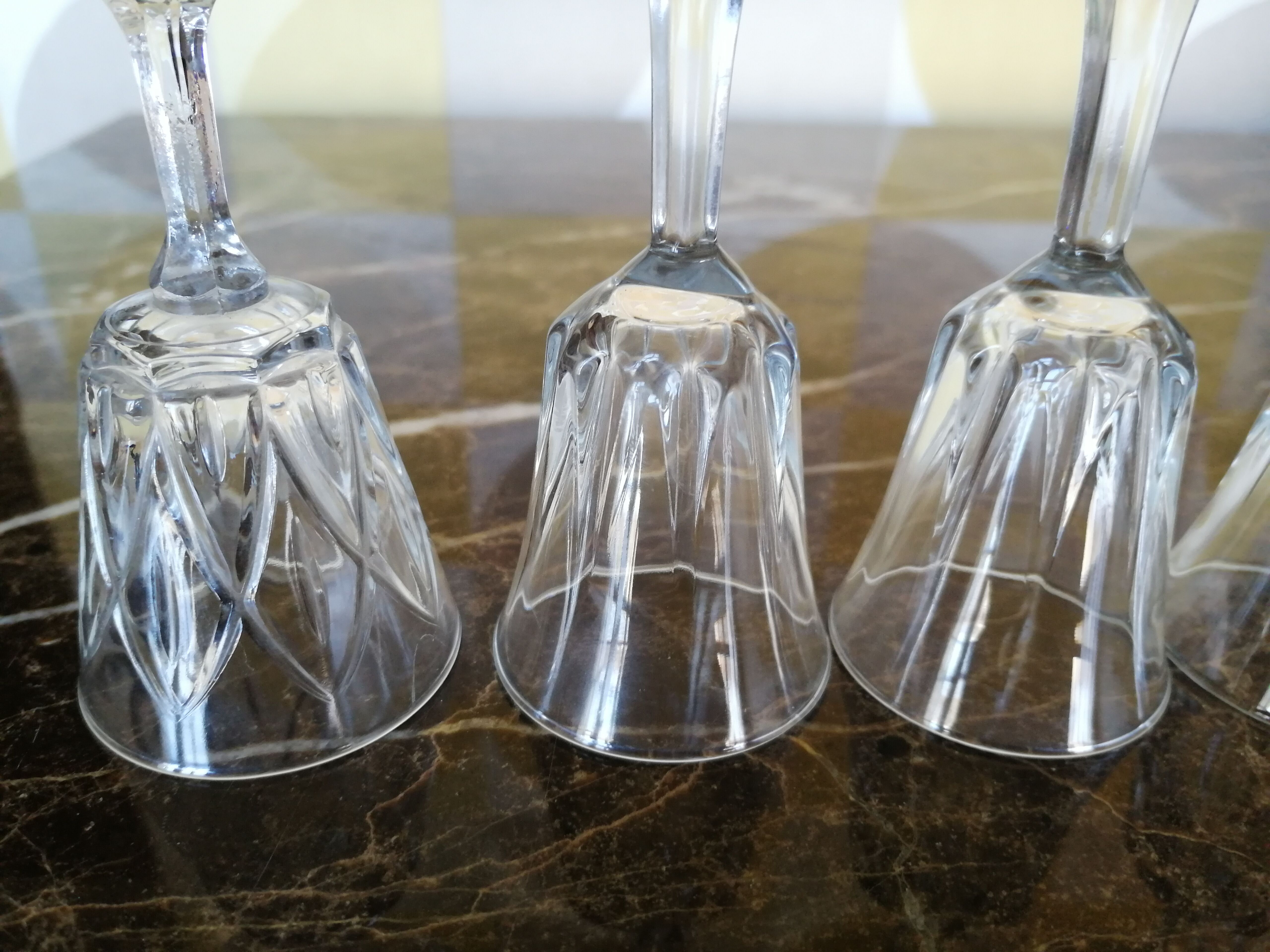 6 old digestive glasses