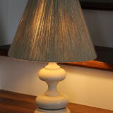 White wood lamp with rope shade