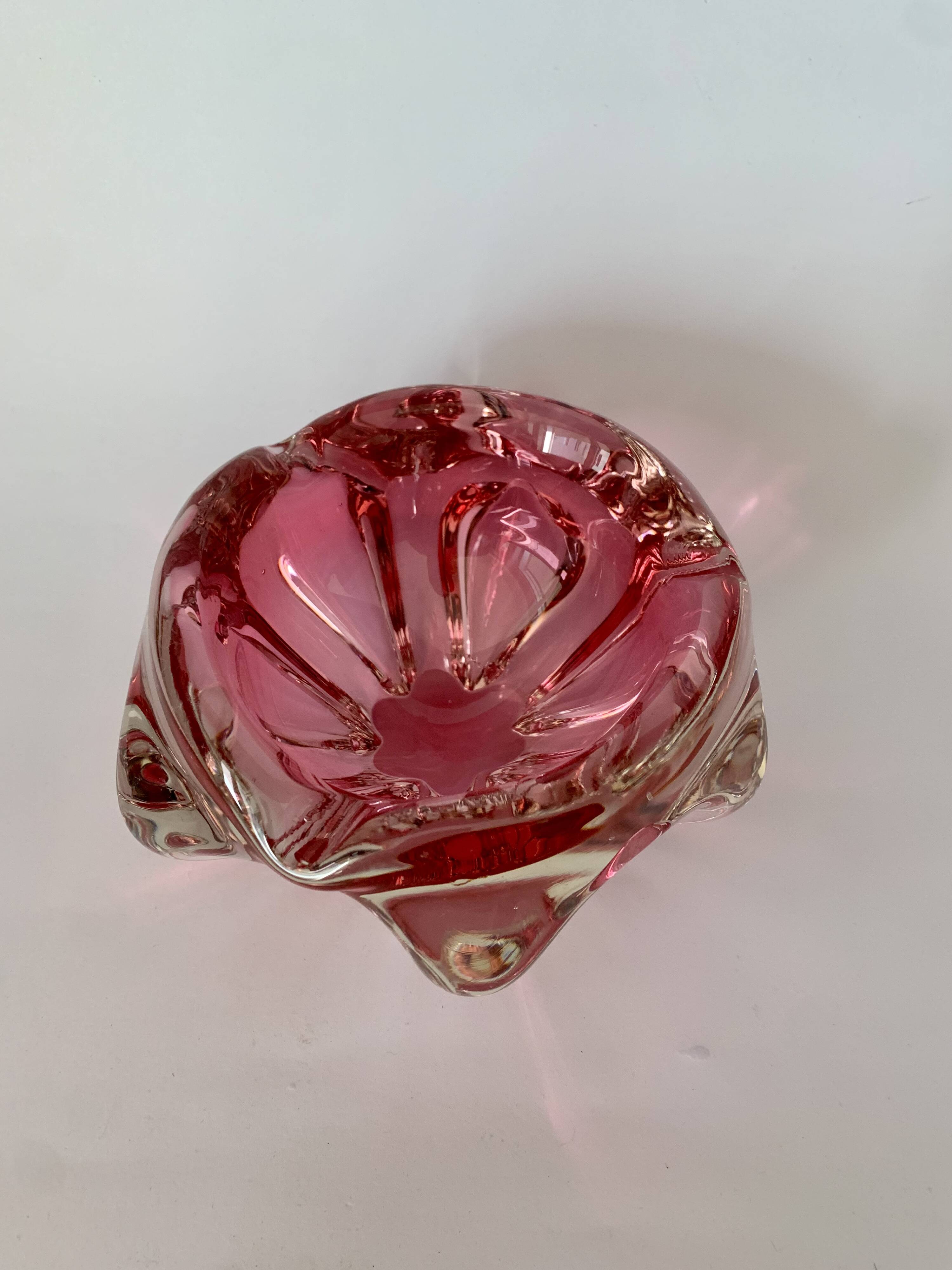 Pink Bowl by Jozef Hospodka for Chribska Sklarna, 1960s