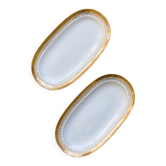Pair of fine gold-rimmed serving dishes in Limoges porcelain by Peconnet.