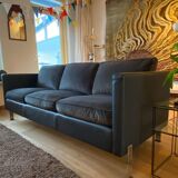 De sede black and grey sofa in leather and fabric