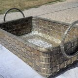 Basket braided in silver metal 19th