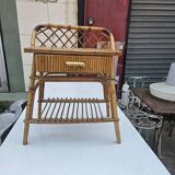 1960s rattan bedside table
