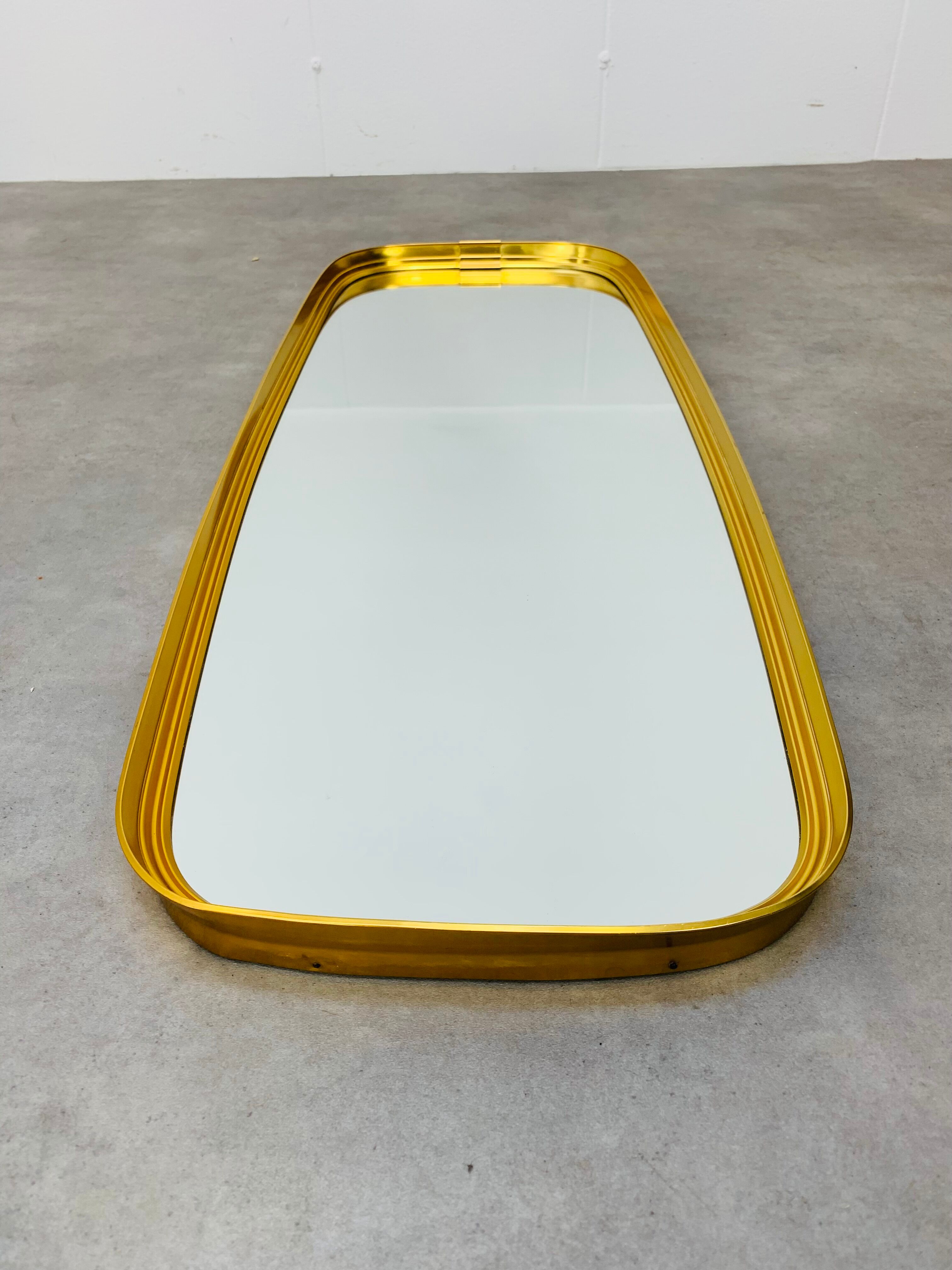 Mirror rearview mirror gold strapping Schönform 60s
