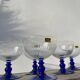 6 Luminarc blue glass dessert bowls/stemmed dishes