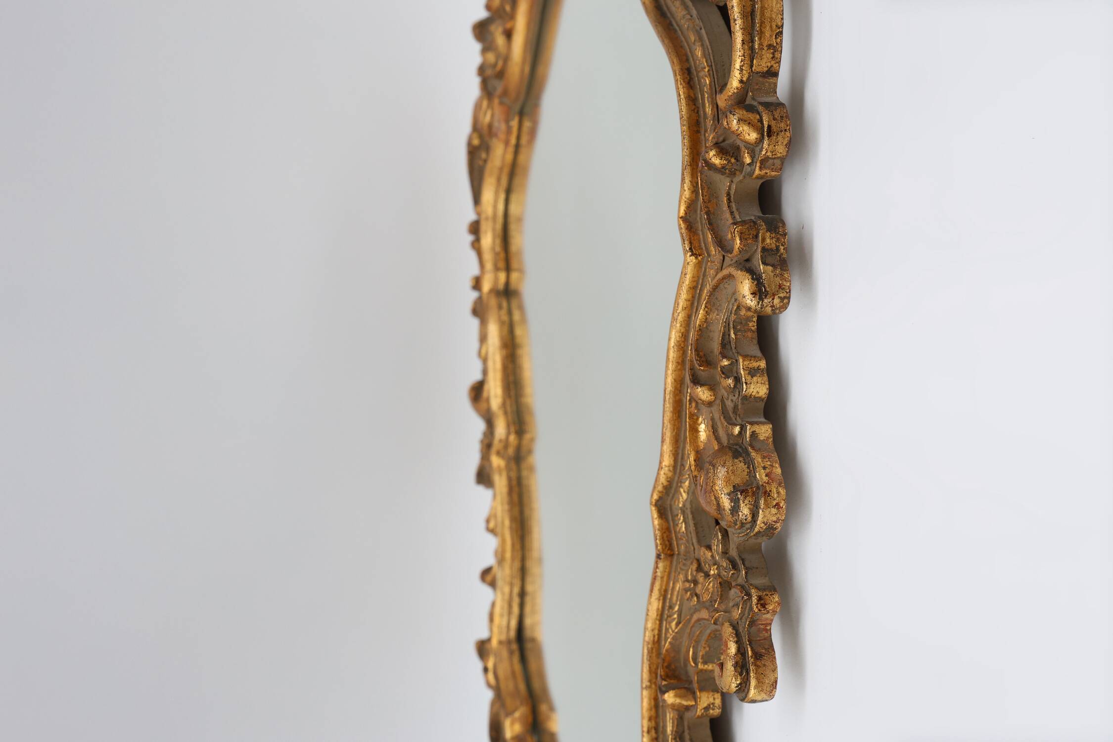 Belgian Baroque Gold Framed Oval Mirror, 1950s