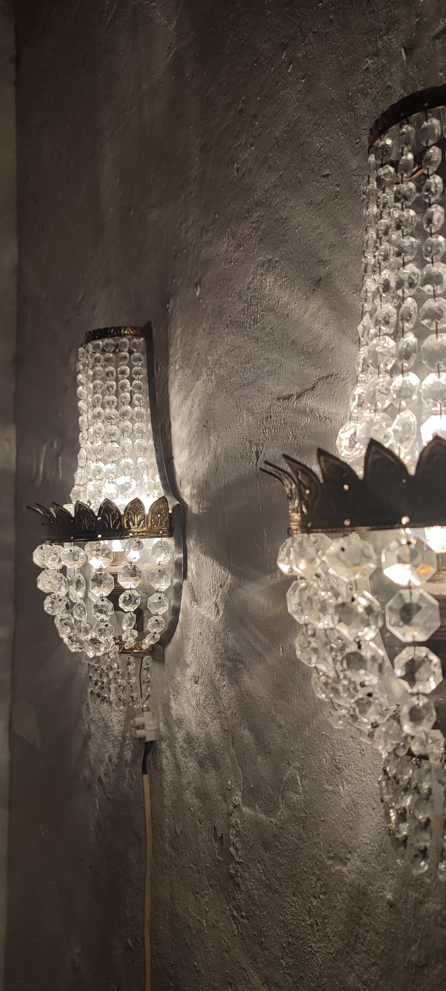 Classic crystal sconces. France 1950s.