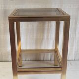 Side table in gilded metal and smoked glass - mid. 20th century