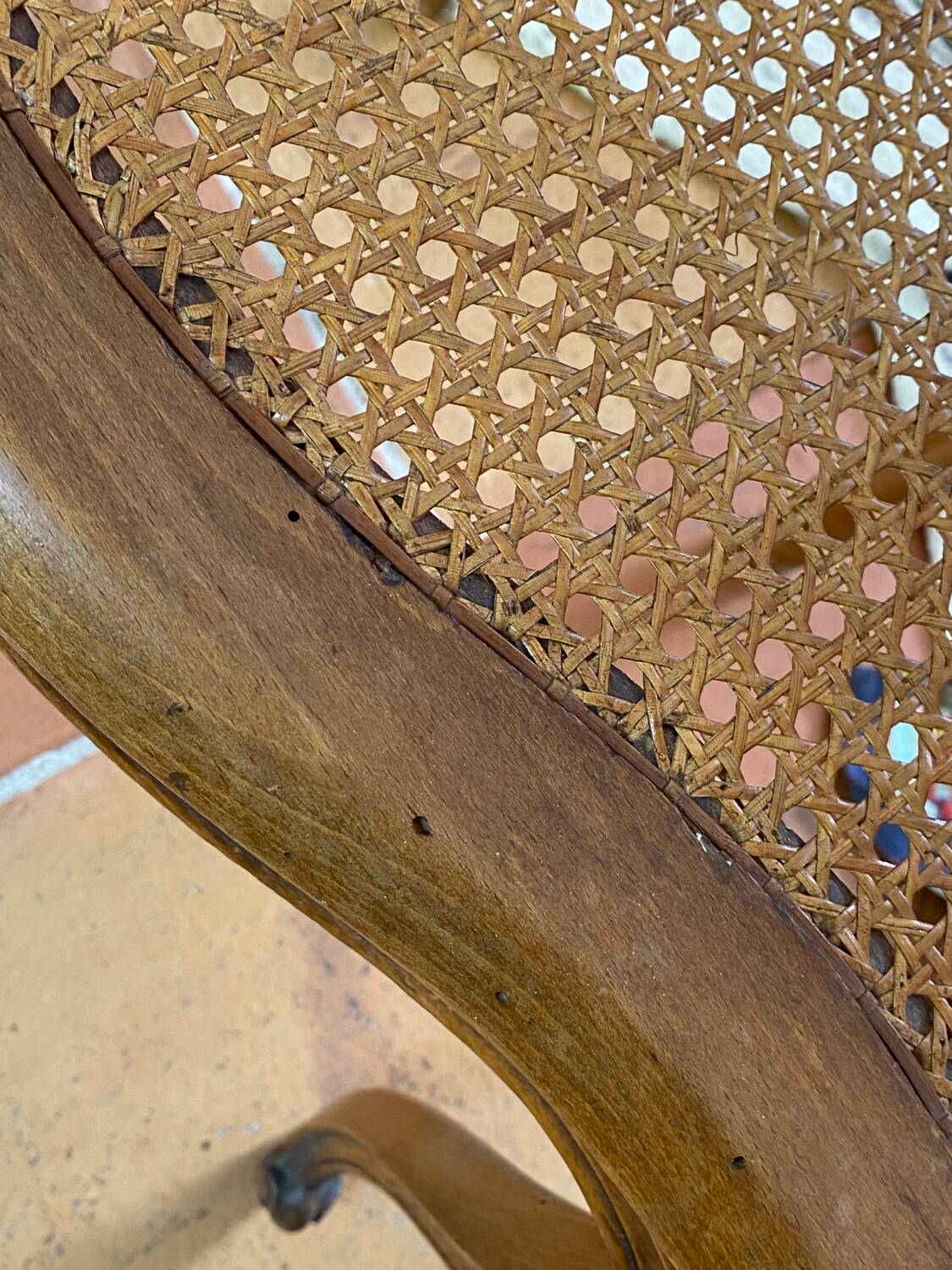 Louis XV style caned armchair