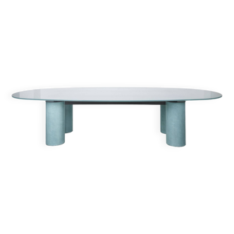 Large glass dining table Lella and Massimo Vignelli