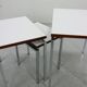 White Nesting Table Set with chrome frame and wood detail, 1970s