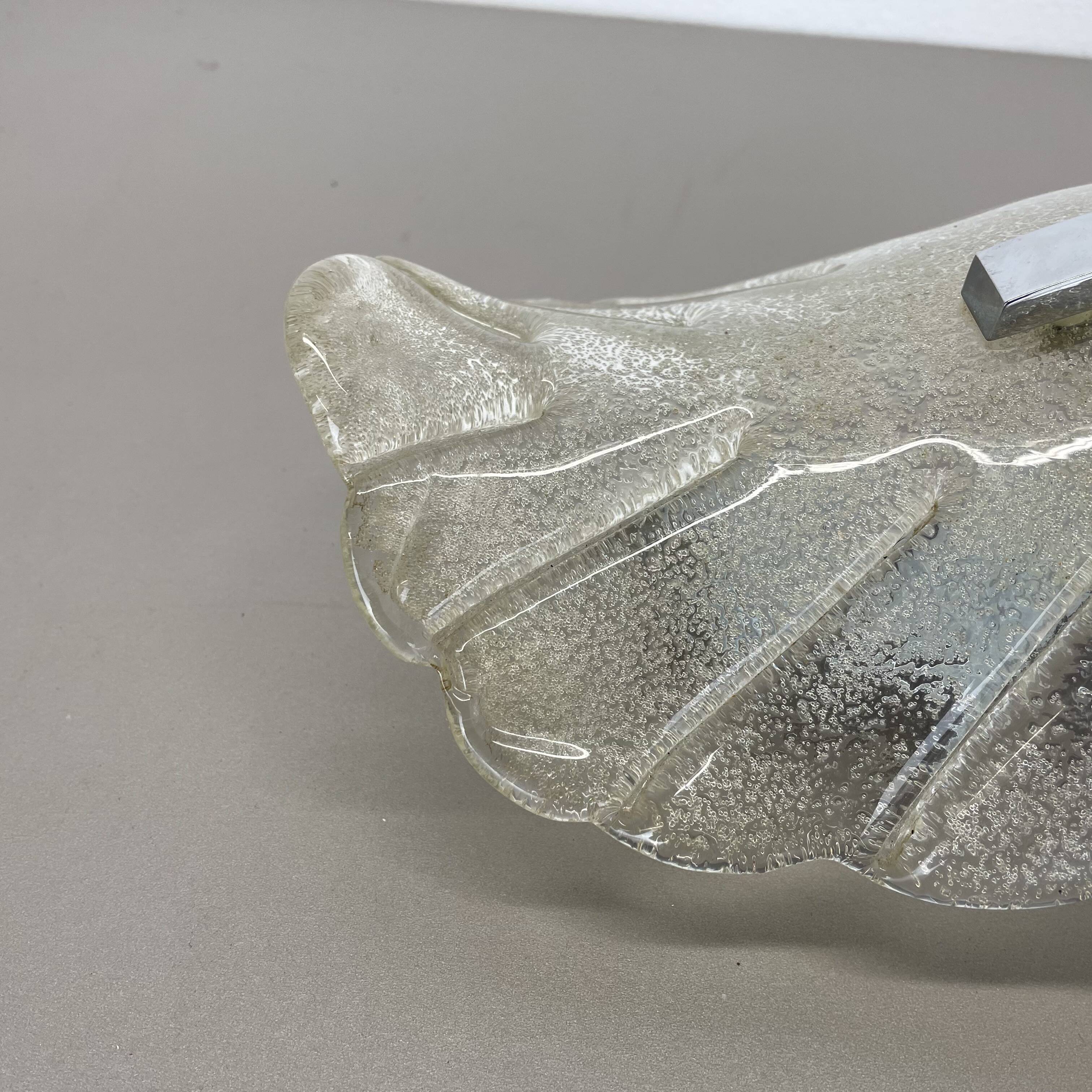 Large Wall Light from Murano Ice Glass, 29cm, Sölken Leuchten Germany, 1970