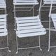 Garden furniture 1 table 6 chairs wood and old white metal