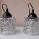 Pair of holophane glass pendants