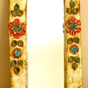 Wall mirror, glazed ceramic, signed La Roue Vallauris, vintage, 31.5 cm