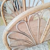 Magazine rack, vintage log holder in rattan