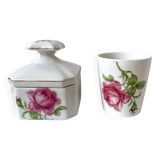 Limoges porcelain toiletry bottles decorated with roses
