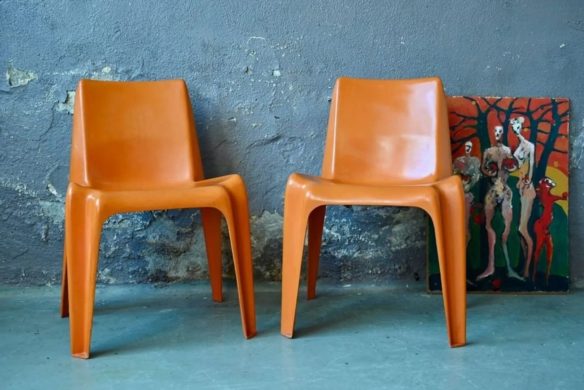 Bofinger BA1171 Chair Pair by Helmut Bätzner stackable in fibre of
