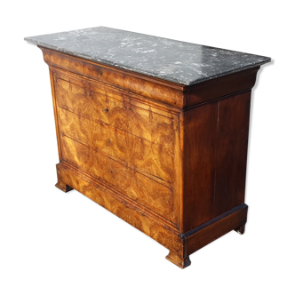 Louis Philippe chest of drawers in walnut bramble / st Anne's grey marble tray
