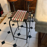 Tabouret de bar en métal tissé à la main en cordes colorées