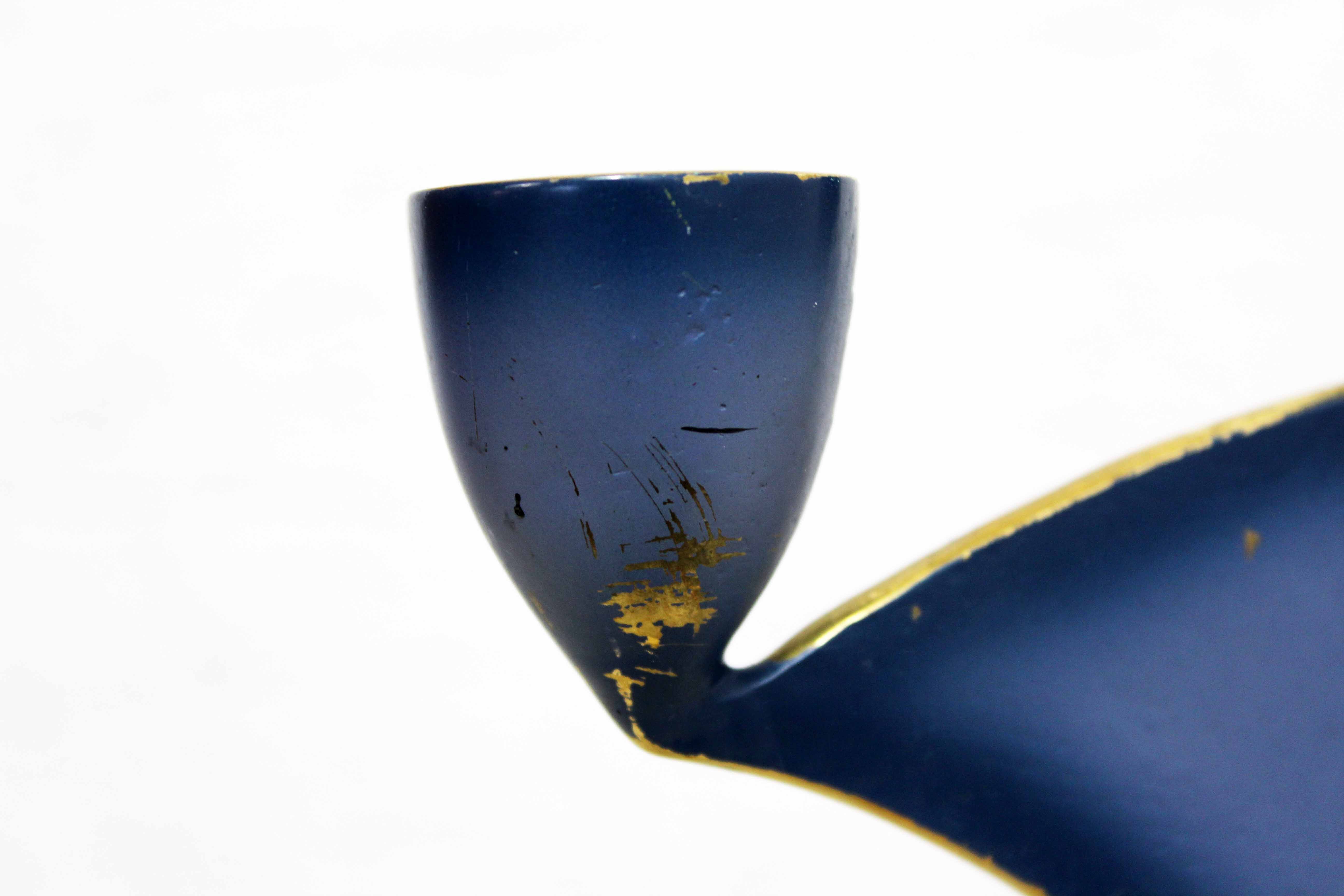 Modernist bronze candle holder