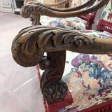 Pair of Renaissance style armchairs in solid walnut, 19th century