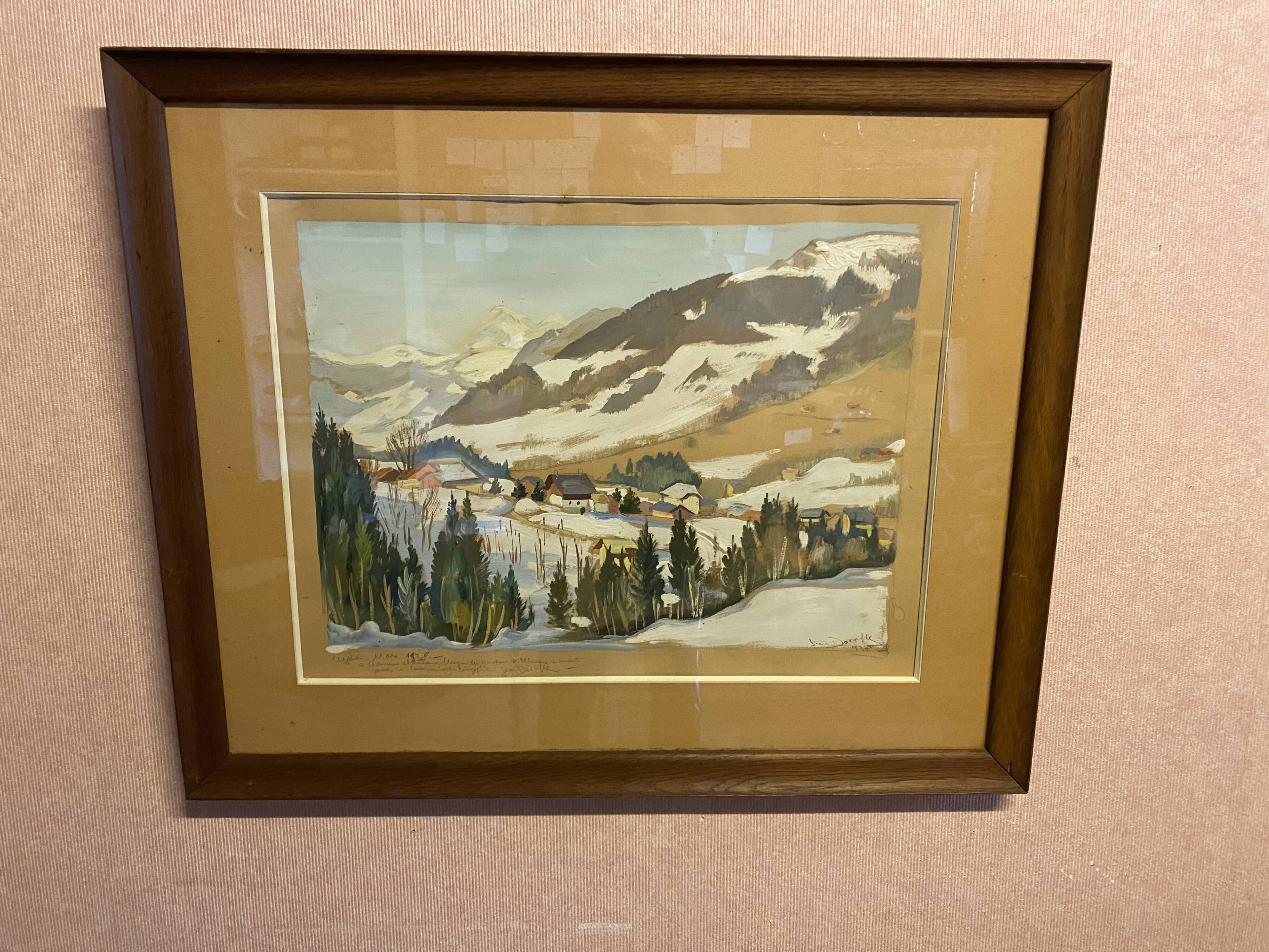 Watercolour by Jean Dorville " landscape in Megève