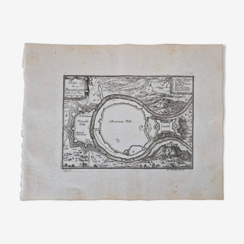 Gravure sur cuivre XVIIème siècle  "Plan de Besançon"  Par Sébastien de Pontault de Beaulieu
