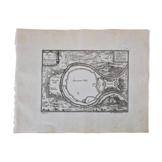 Gravure sur cuivre XVIIème siècle  "Plan de Besançon"  Par Sébastien de Pontault de Beaulieu