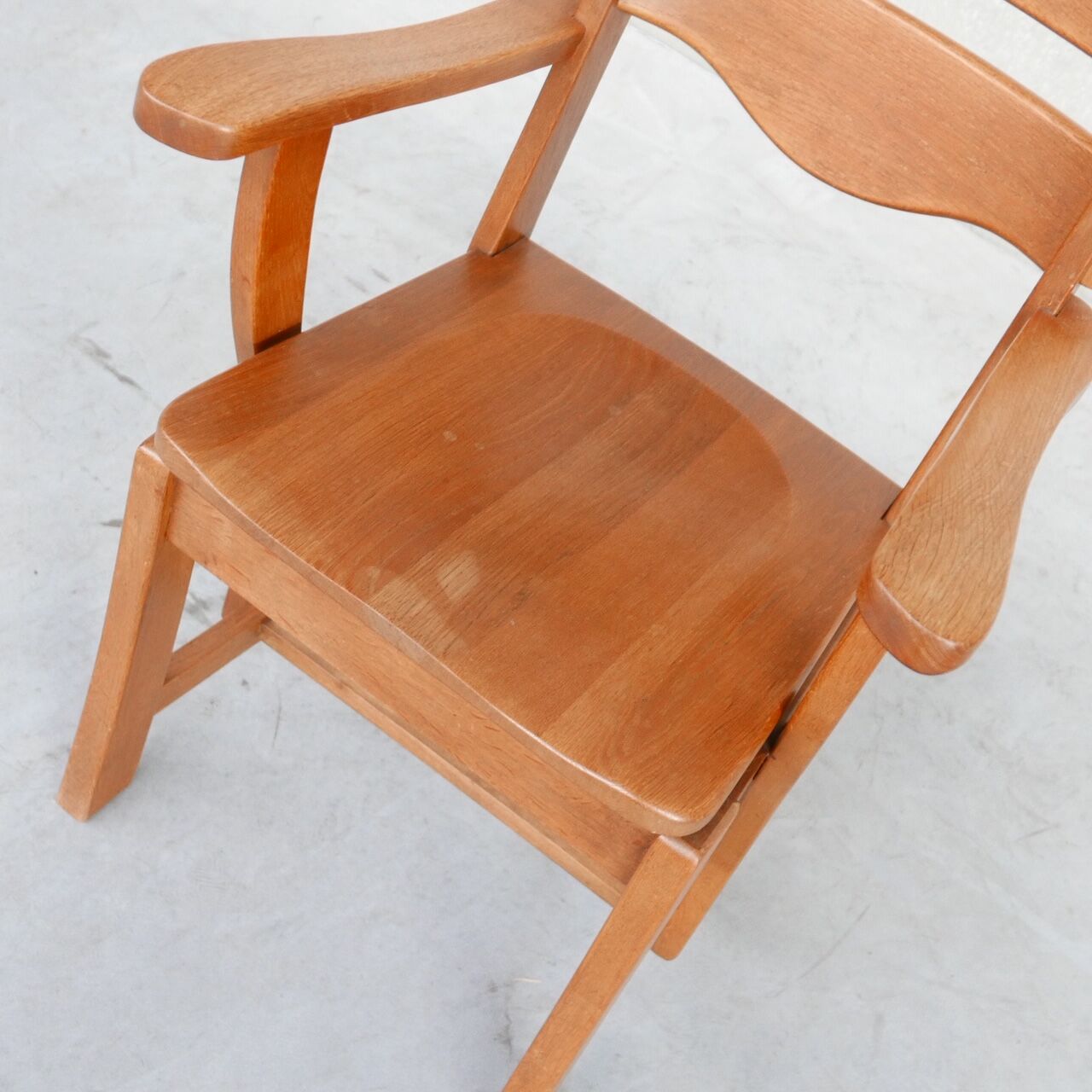 Dutch solid oak mid-century armchair