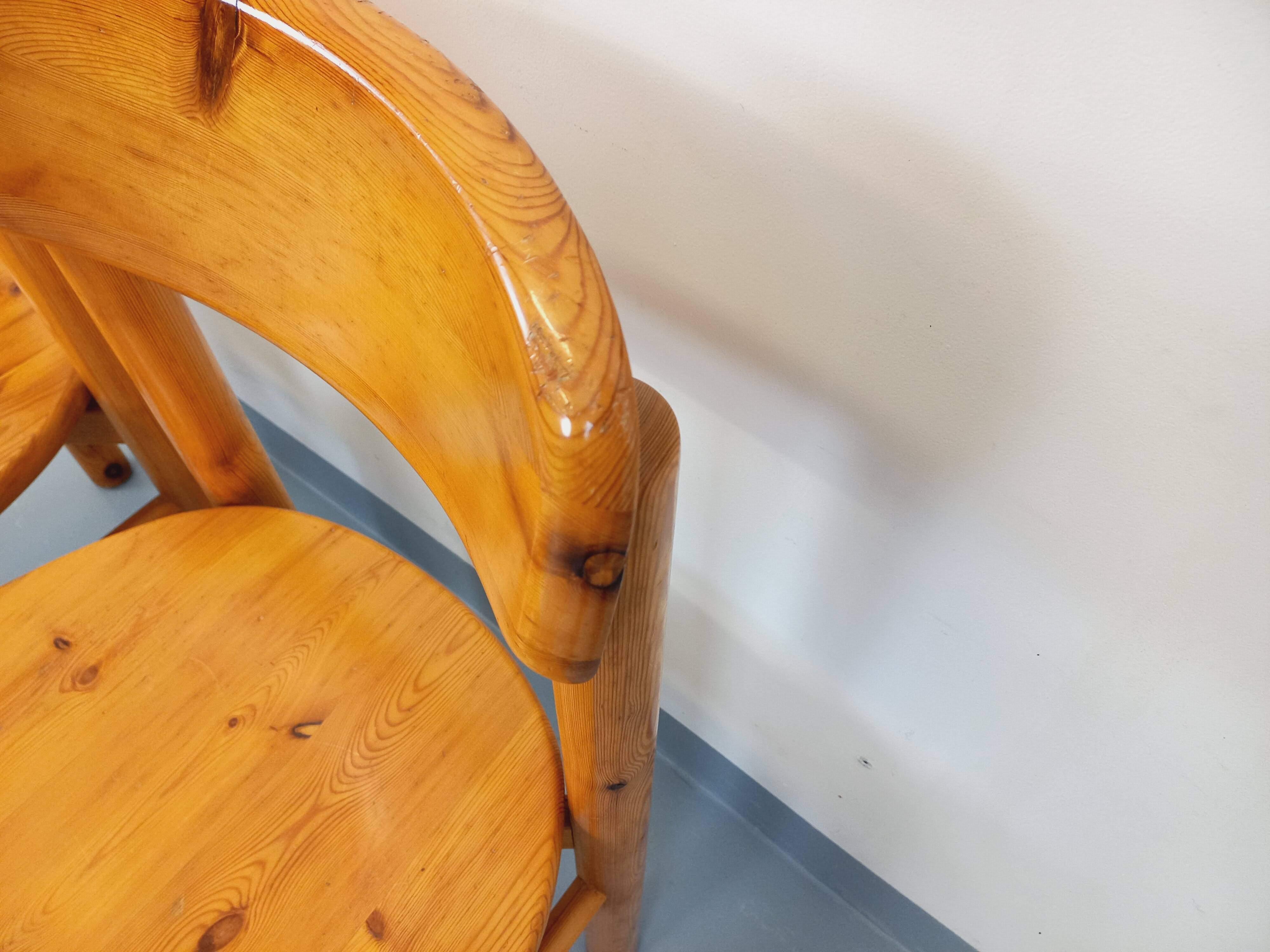 Set of 2 vintage Scandinavian chairs by Rainer Daumiller in pine from the 1960s.