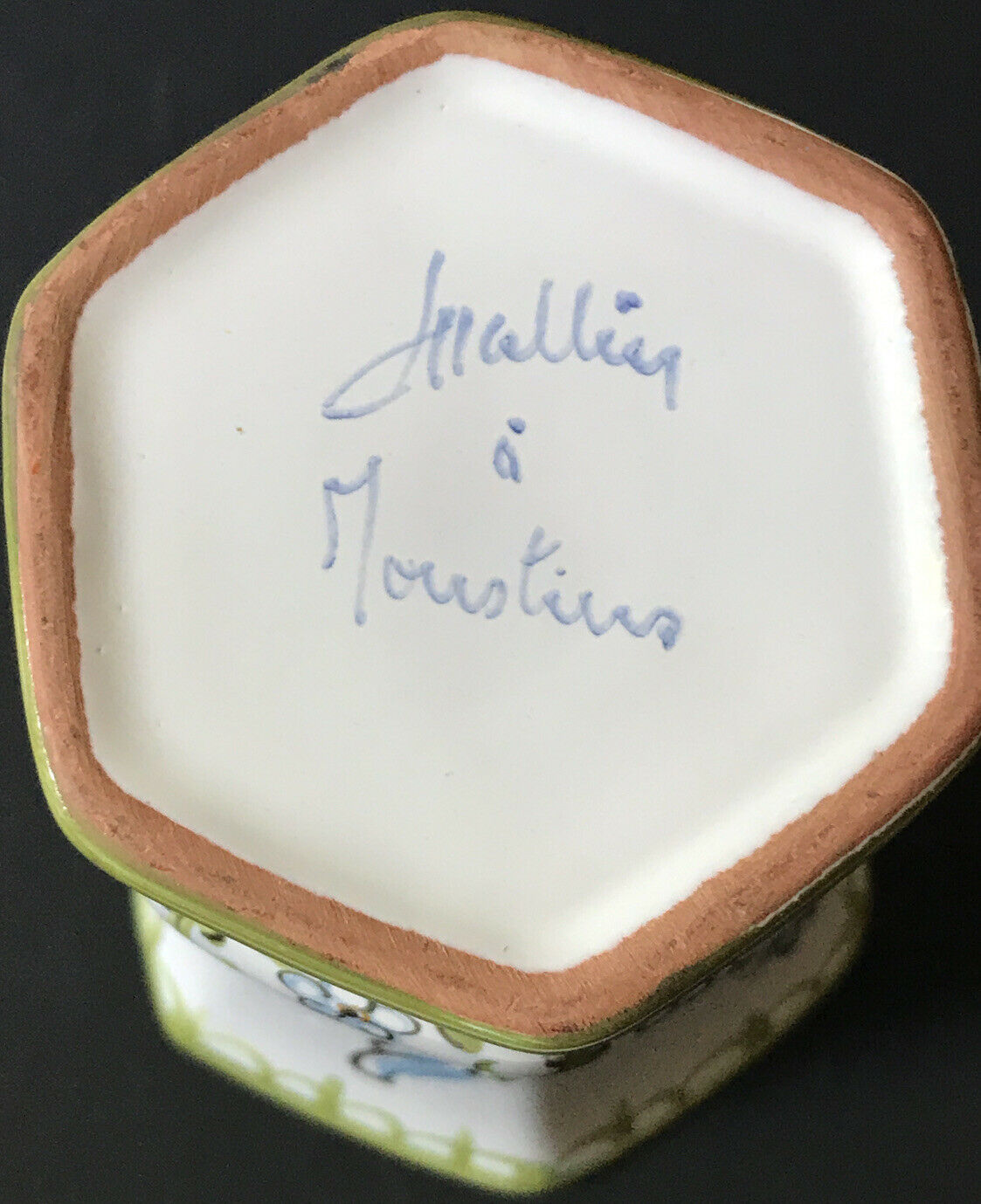 Lallier medici vase with moustiers polychrome wading blue yellow