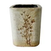 Enamel sandstone vase, herbarium, Raymonde Leduc, Vallauris
