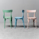 Ensemble de 3 chaises multicolore bois 50s vintage moderne