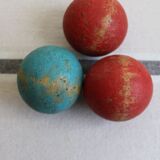 Set of 7 croquet wood balls
