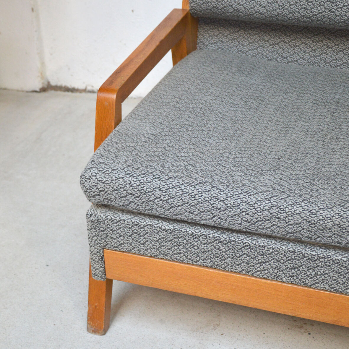 Sofa bed grey compass feet, 1960