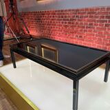 Table basse Pierre Vandel verre et aluminium noir circa 1970
