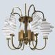 Ceiling lamp in brass and glass in the style of Angelo Brotto, 1950s.