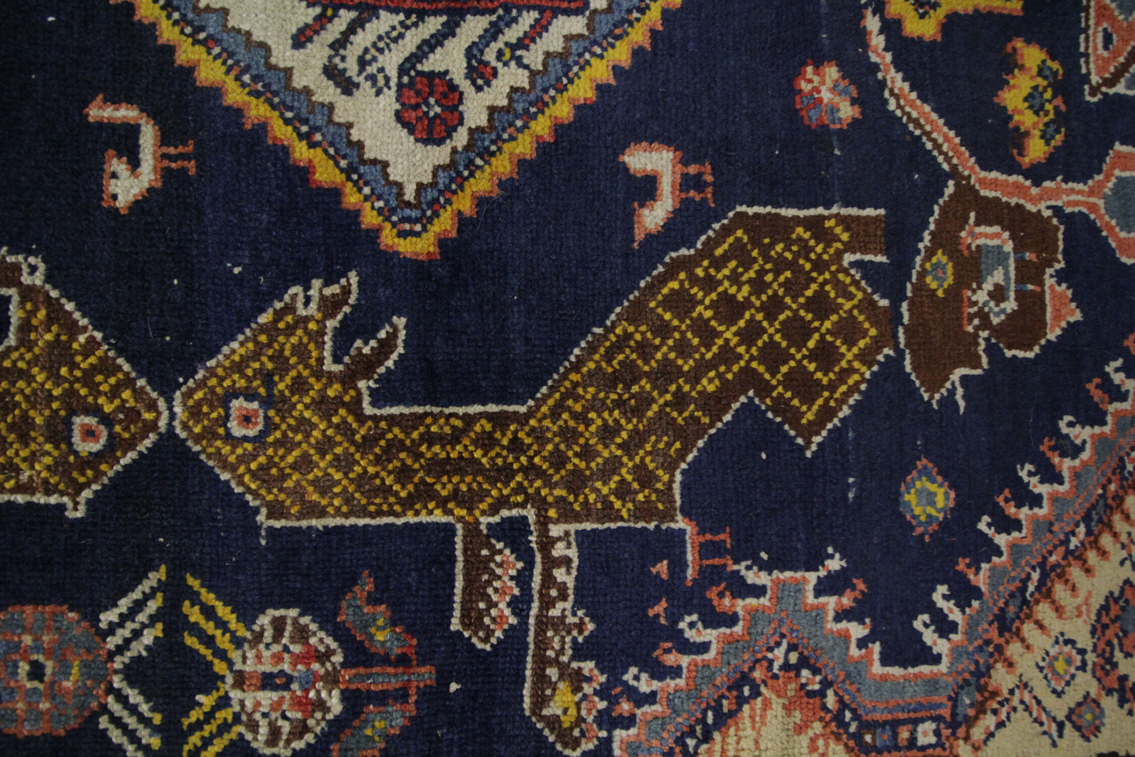 Antique Handmade Persian Hamadan Wool Area Rug 108x138cm