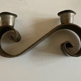 Pair of corrugated wrought iron candlesticks 1950