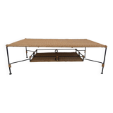 Vintage rattan and metal coffee table
