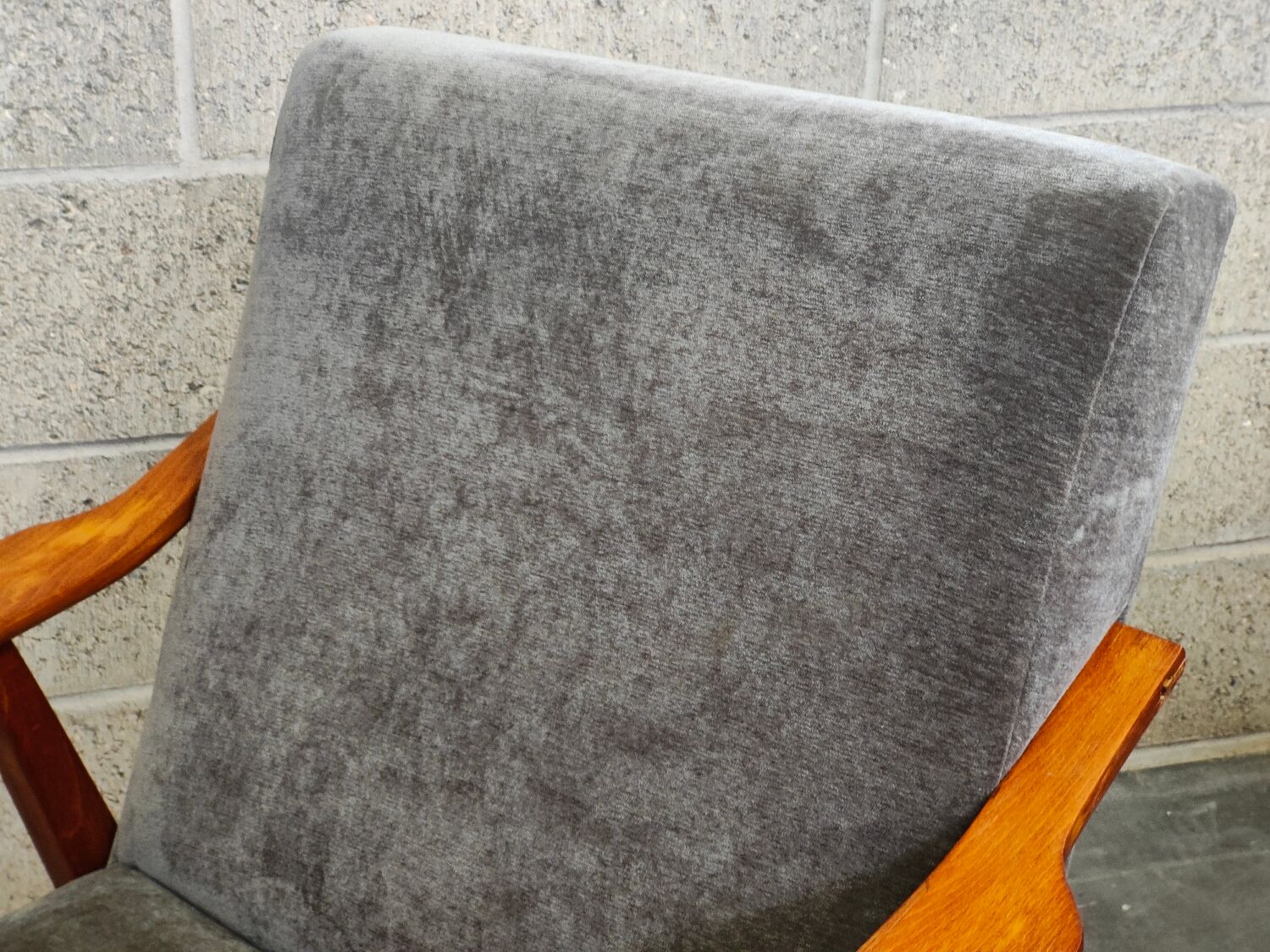 Pair of armchairs czechoslovakian midcentury renovated gray velvet