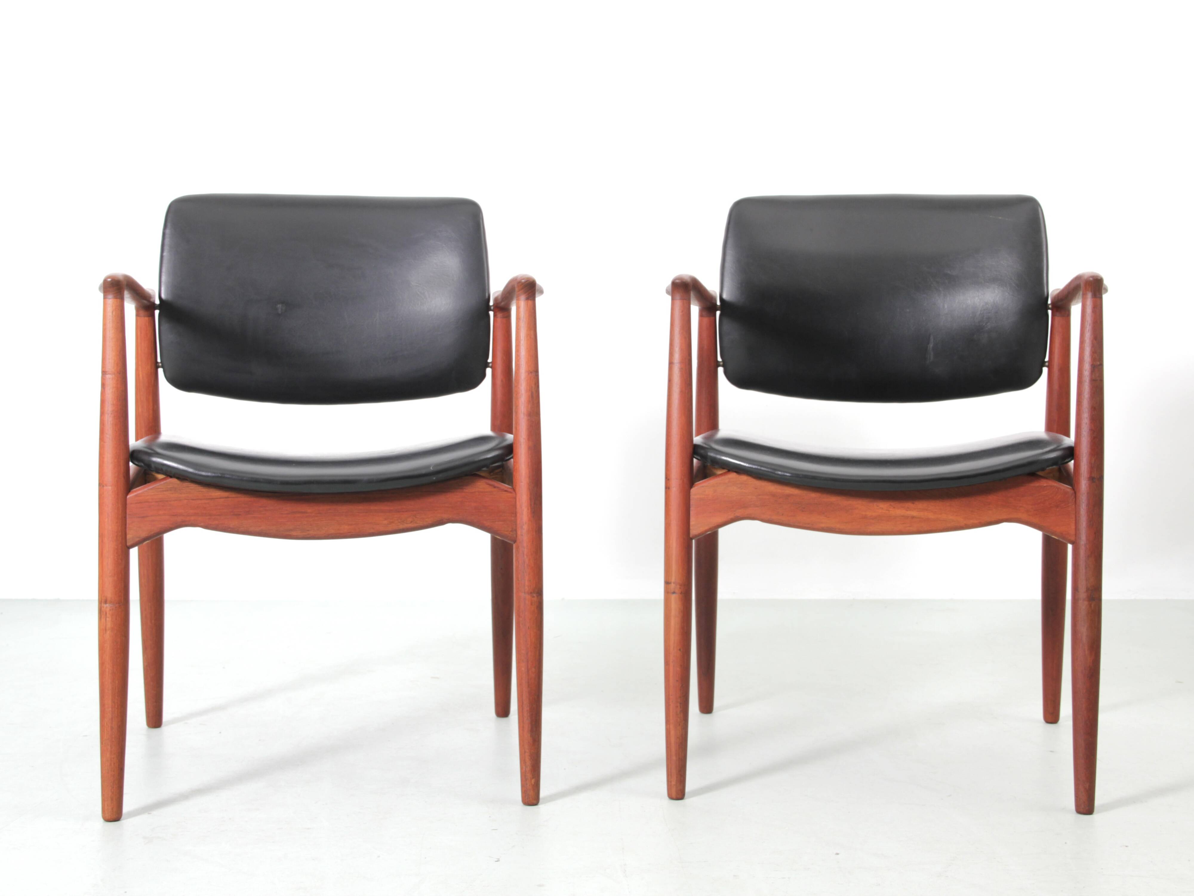 Pair of Scandinavian teak armchairs, model 66